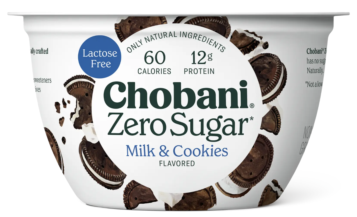 Chobani zero sugar-milk & cookies