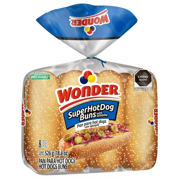 Pan para hot dog Wonder con ajonjolí 8 pzas